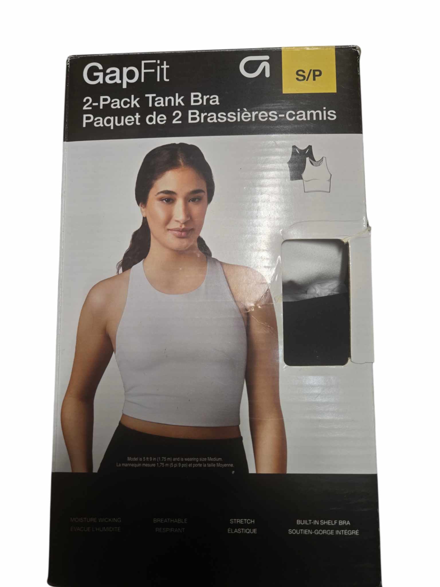 GapFit - Paquet de 2 Brassières - Camisoles Sport - Noir & Gris