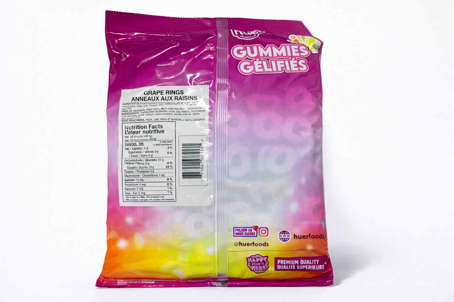 Bonbons gélifiés anneaux aux raisins