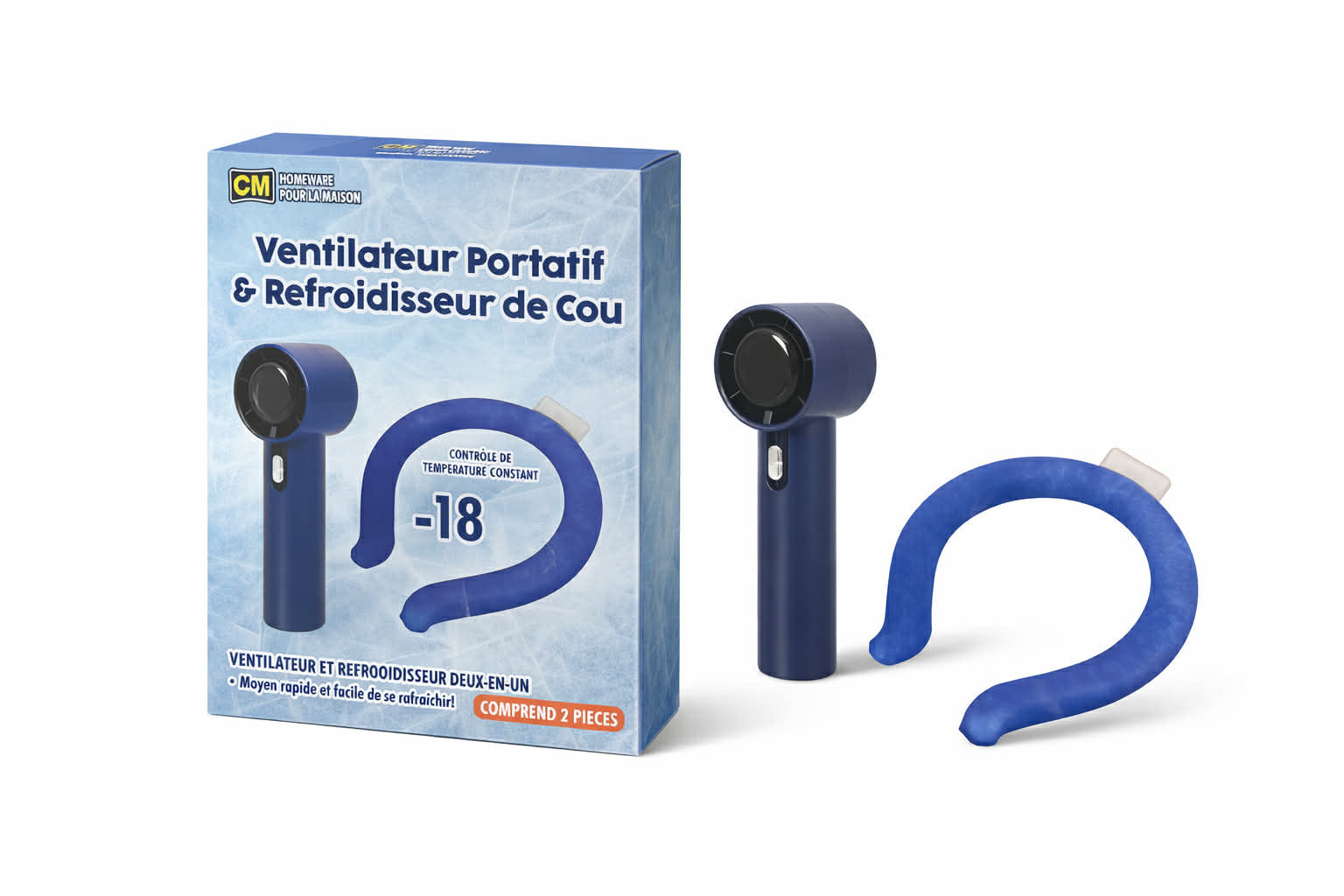 Ventilateur Portatif Et Refroidisseur De Cou 2-en-1